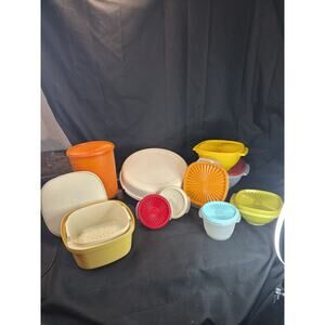 10 Vintage Tupperware Containers With Lids Lot Of Variety Of Sizes Shapes